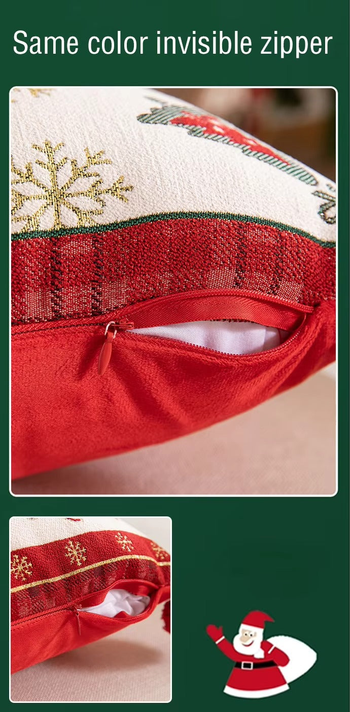 Yarn-dyed Jacquard Christmas Pillow Covers – Tassels, Removable, Custom, Sofa/Car/Decor