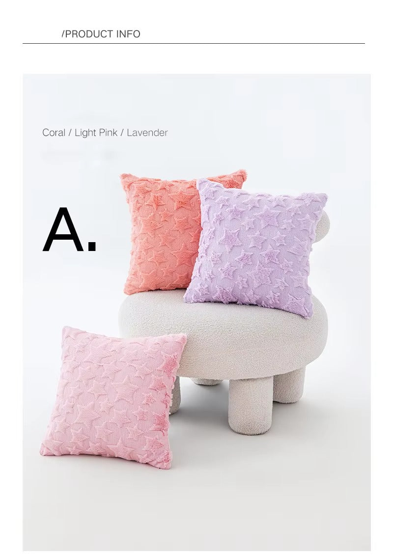 Wholesale 45x45cm Solid Color Star Embroidery Faux Fur Pillow Covers – Square, Plush, Removable, for Sofa
