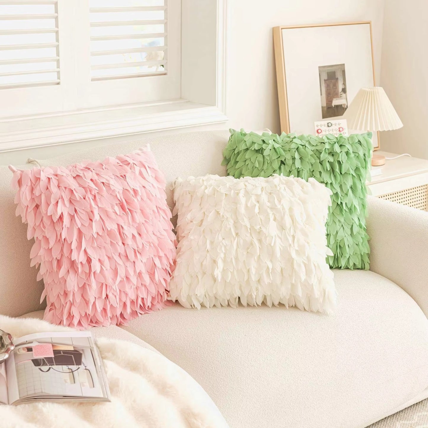 Solid Color Falling Leaves Pillow Covers – Car/Office/Sofa, Luxury, Modern, Recycled Polyester