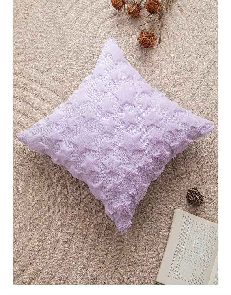 Wholesale 45x45cm Solid Color Star Embroidery Faux Fur Pillow Covers – Square, Plush, Removable, for Sofa