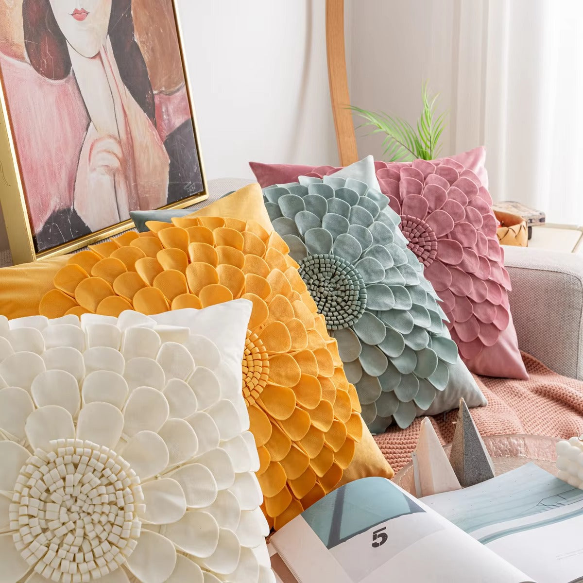 3D Flower Throw Pillows – Petal Velvet, Decorative, High Quality, Custom