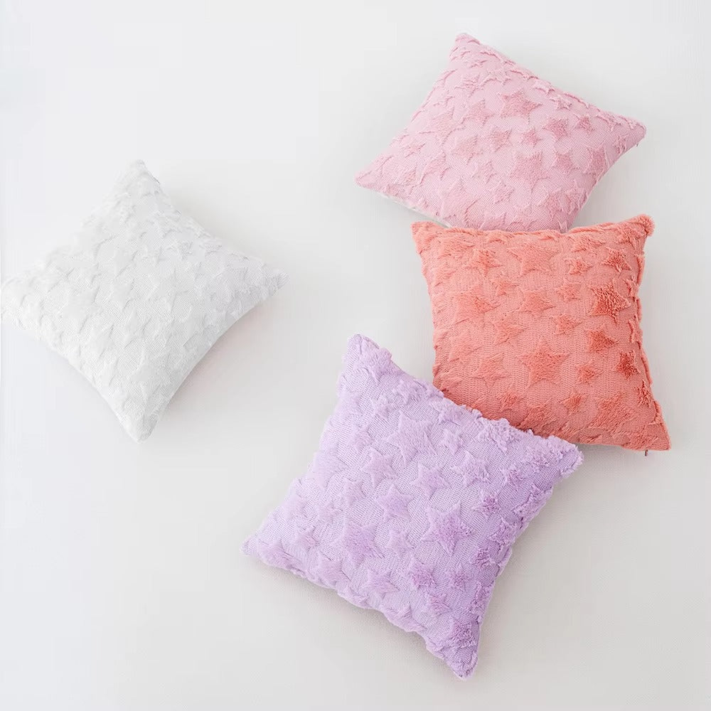 Wholesale 45x45cm Solid Color Star Embroidery Faux Fur Pillow Covers – Square, Plush, Removable, for Sofa
