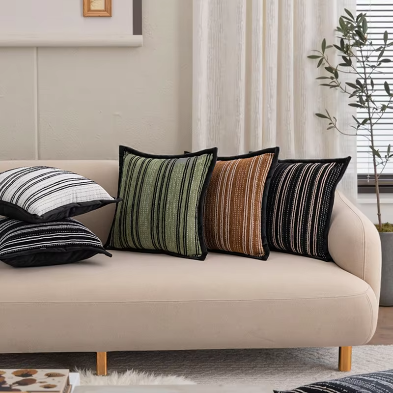 Modern Simple Chenille Striped Pillow Cases – Woven, Decorative, for Home/Hotel/Living Room Sofa