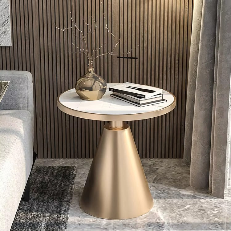 Round Rock Board Small Coffee Tables – Sofa Side, Fashion Design, Metal Bracket, Living Room