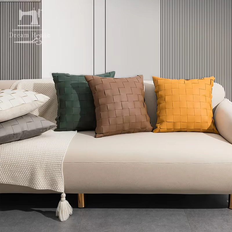 Modern Minimalist Cushion Covers – Light Luxury, Square PU Woven, Solid Color, Living Room/Bedroom