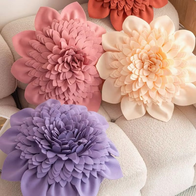 3D Flower Custom Round Throw Pillows – Petal Woollen Water Lily, Decorative, High Quality
