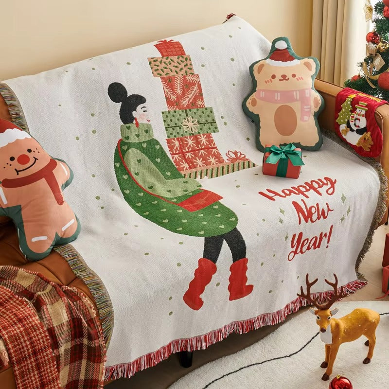 Wholesale Christmas Polyester-Cotton Throws – Cartoon Woven, 130*160, for Sofa/Couch, Decor
