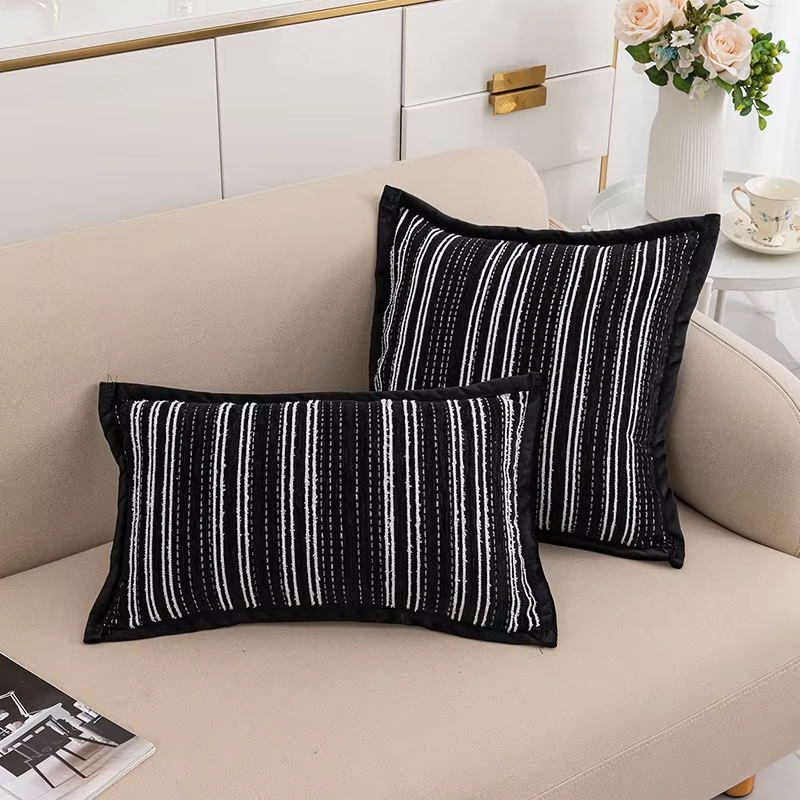 Modern Simple Chenille Striped Pillow Cases – Woven, Decorative, for Home/Hotel/Living Room Sofa