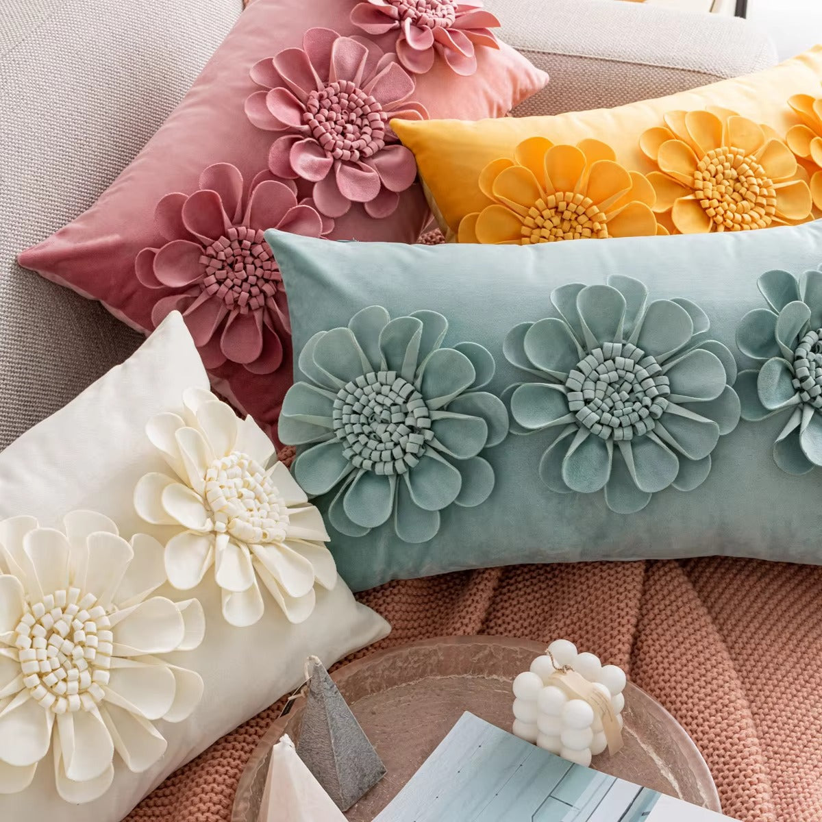 3D Flower Throw Pillows – Petal Velvet, Decorative, High Quality, Custom