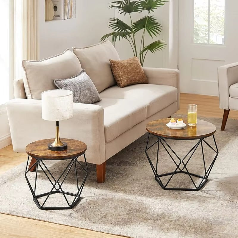 Luxury Modern Wooden Coffee Table Set – Minimalist, Metal Legs, Living Room/Home Office/School