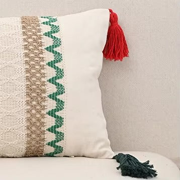Boho Christmas Tree Throw Pillow Covers – Hanging Tassel, Cotton & Linen, Lace, Decorative, for Cushions