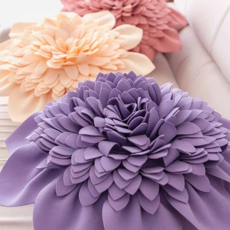 3D Flower Custom Round Throw Pillows – Petal Woollen Water Lily, Decorative, High Quality