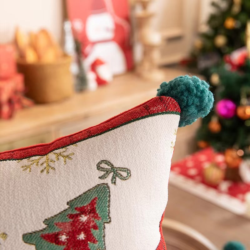 Yarn-dyed Jacquard Christmas Pillow Covers – Tassels, Removable, Custom, Sofa/Car/Decor