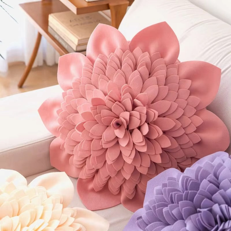 3D Flower Custom Round Throw Pillows – Petal Woollen Water Lily, Decorative, High Quality