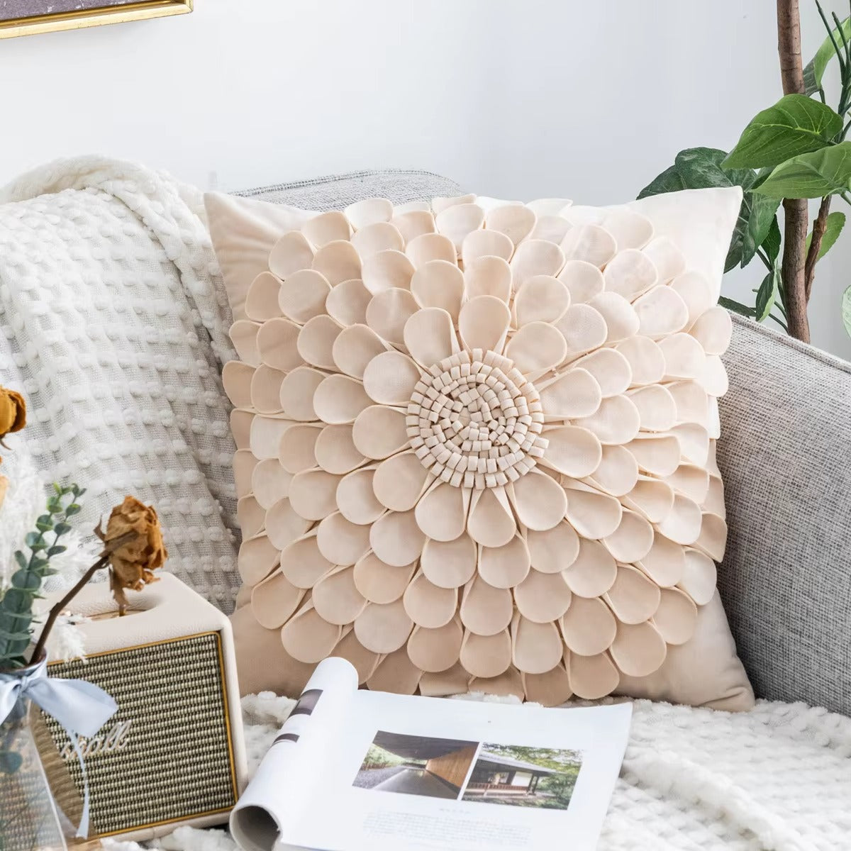 3D Flower Throw Pillows – Petal Velvet, Decorative, High Quality, Custom