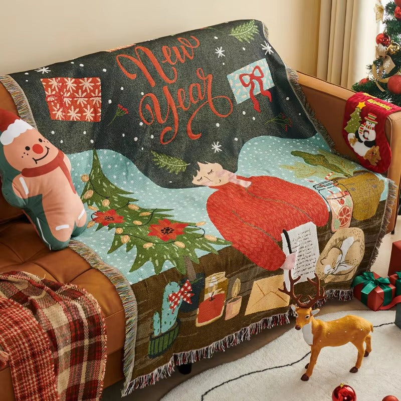 Wholesale Christmas Polyester-Cotton Throws – Cartoon Woven, 130*160, for Sofa/Couch, Decor
