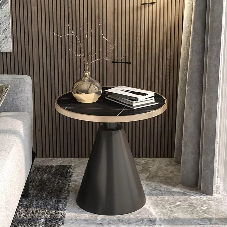 Round Rock Board Small Coffee Tables – Sofa Side, Fashion Design, Metal Bracket, Living Room