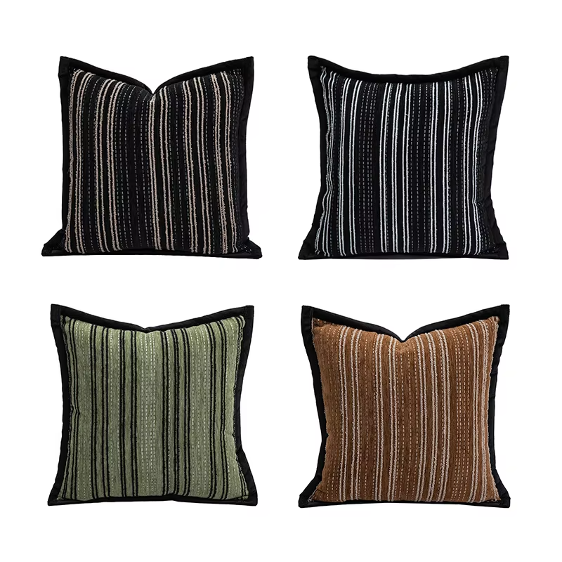 Modern Simple Chenille Striped Pillow Cases – Woven, Decorative, for Home/Hotel/Living Room Sofa