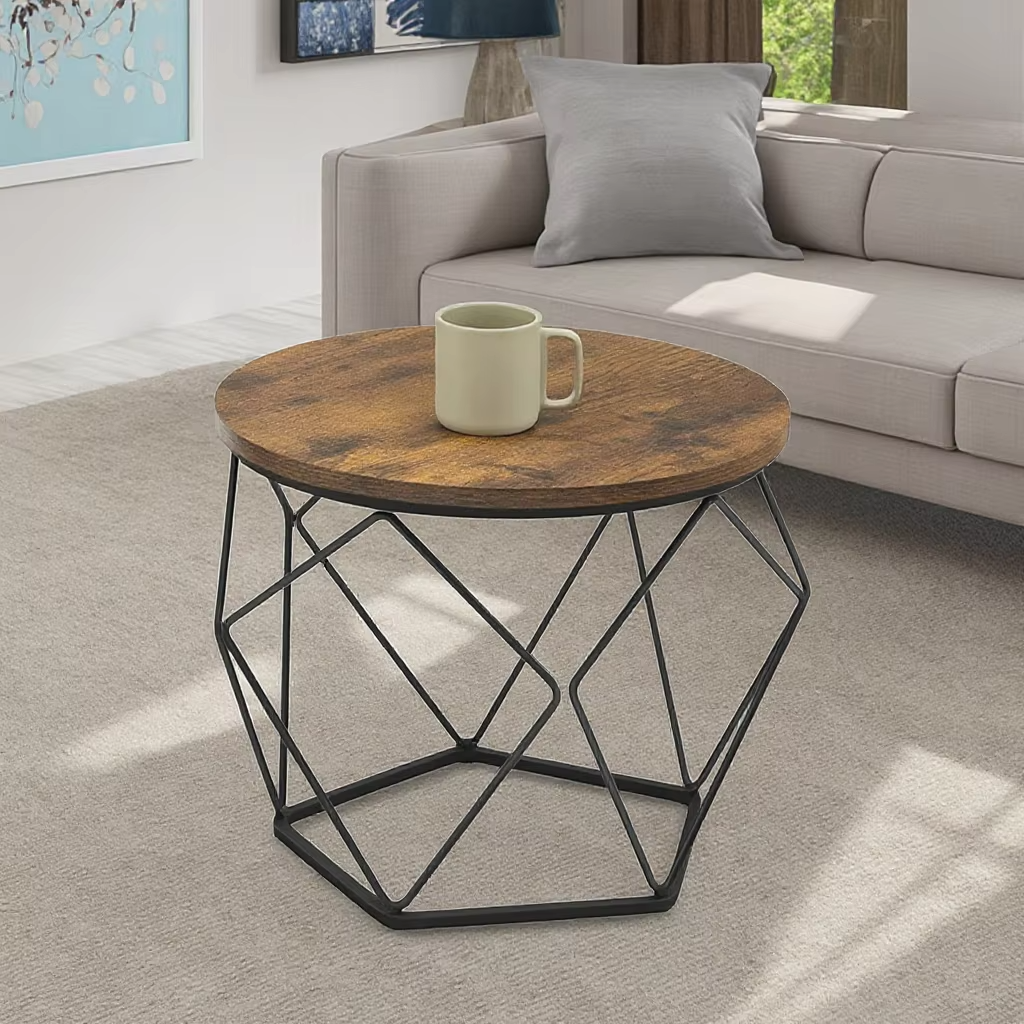 Luxury Modern Wooden Coffee Table Set – Minimalist, Metal Legs, Living Room/Home Office/School