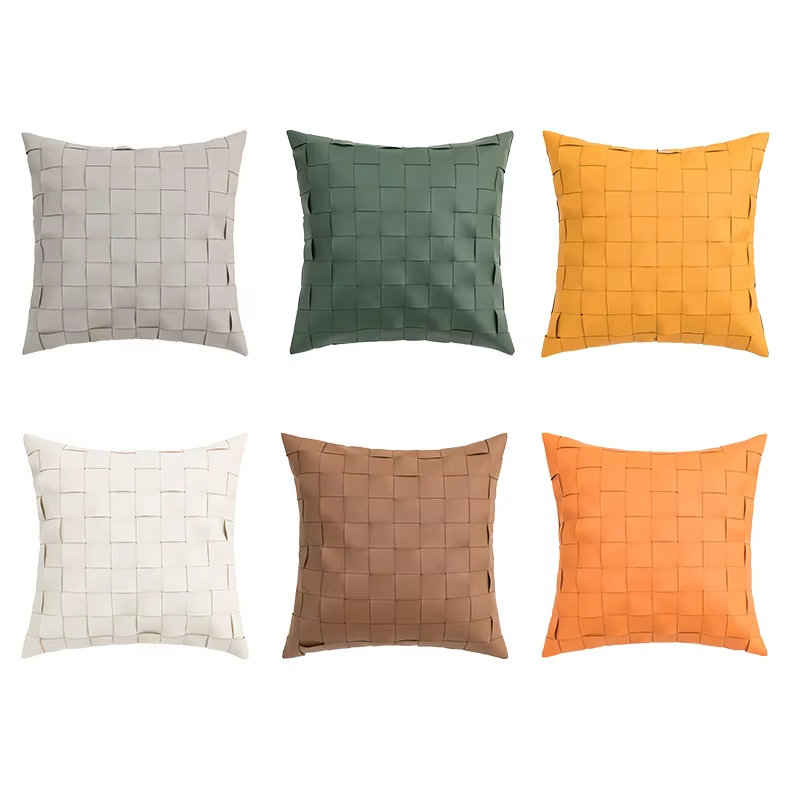 Modern Minimalist Cushion Covers – Light Luxury, Square PU Woven, Solid Color, Living Room/Bedroom
