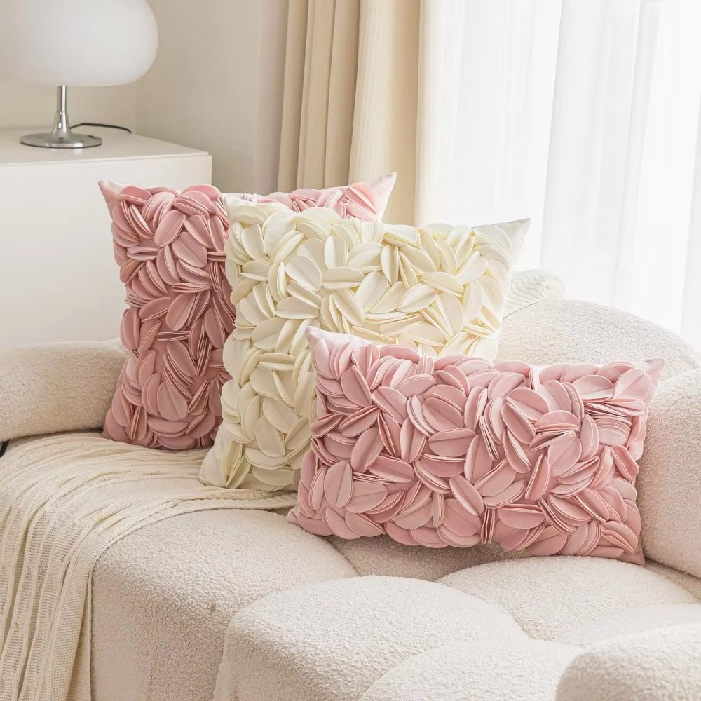 3D Flower Custom Throw Pillows – Vivid Petal Velvet, Decorative, High Quality, Duplex Splicing