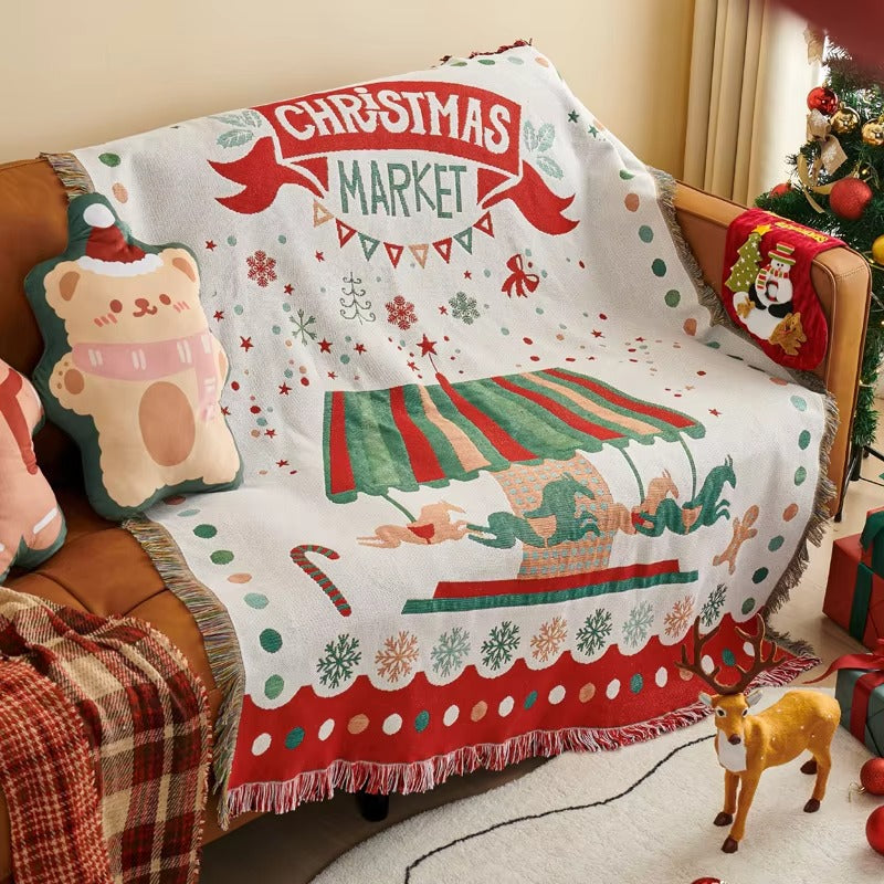 Wholesale Christmas Polyester-Cotton Throws – Cartoon Woven, 130*160, for Sofa/Couch, Decor