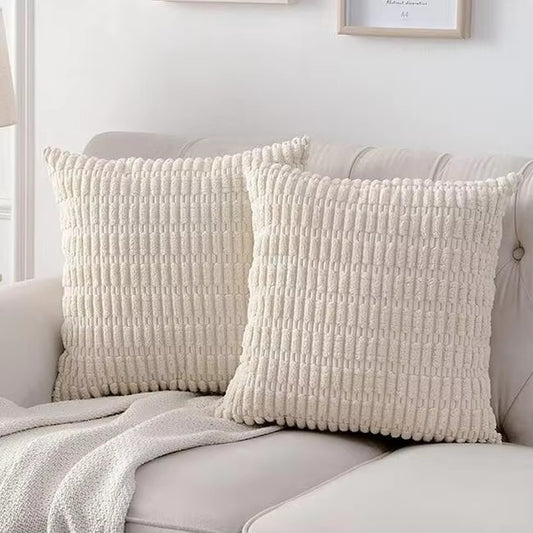 Queeneo Solid Color Corduroy Throw Pillow Covers – Striped, Custom, Corn Kernels Decor, Pillow Cases