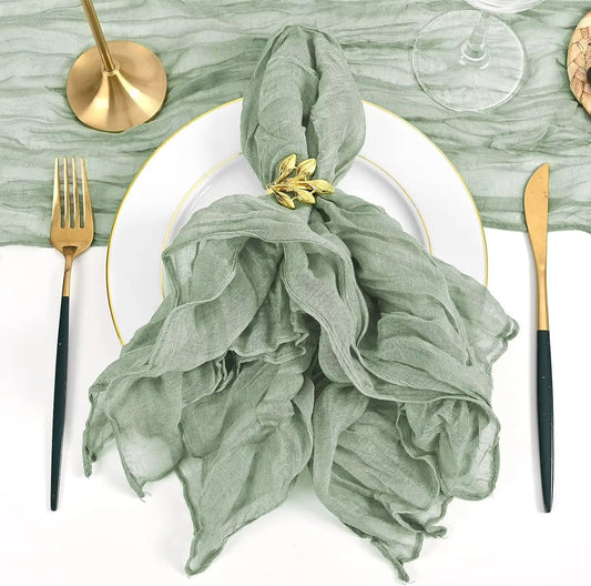 Queeno Wedding Cheese Cloth Napkins – Linen, Wrinkled, Custom, Decorative for Wedding Party
