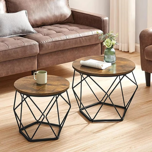 Luxury Modern Wooden Coffee Table Set – Minimalist, Metal Legs, Living Room/Home Office/School