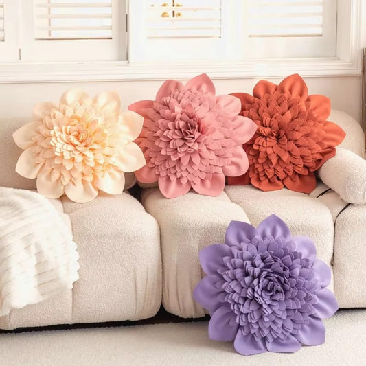 3D Flower Custom Round Throw Pillows – Petal Woollen Water Lily, Decorative, High Quality