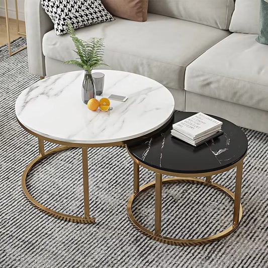 Black/White/Gold Nordic Coffee Tables – Round/Small, Wood/Marble, Outdoor/Living Room, Luxury