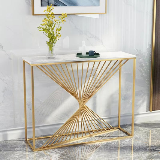 Elegant Gold Metal Console Tables – Hallway/Living Room, Command Center, Minimalist Display