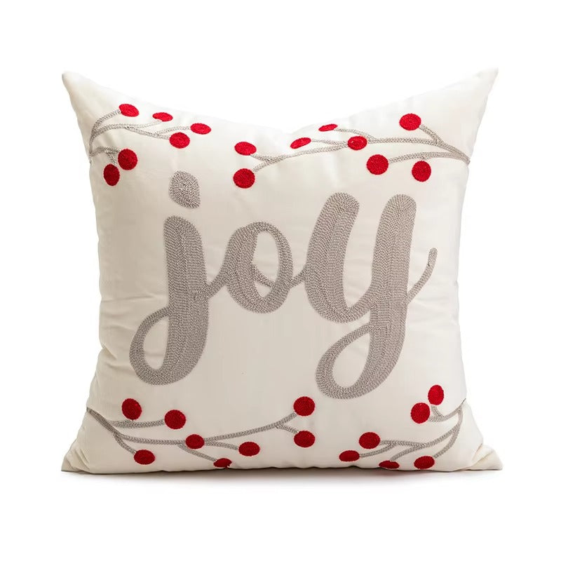 Hot Sales Luxury Christmas Pillowcases – 100% Cotton Canvas, Colorful Lights Embroidery, for Sofa/Couch