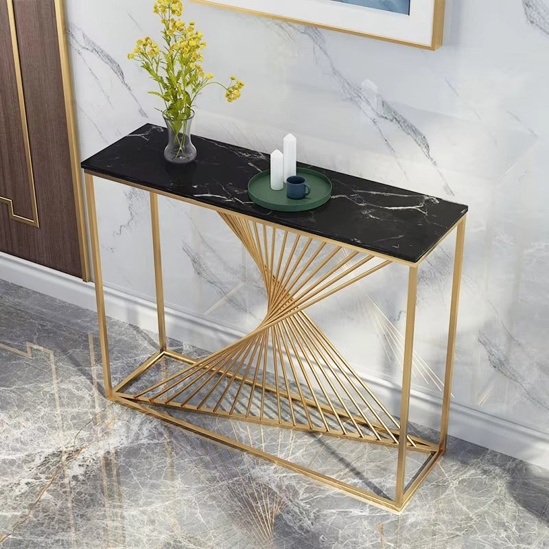 Elegant Gold Metal Console Tables – Hallway/Living Room, Command Center, Minimalist Display