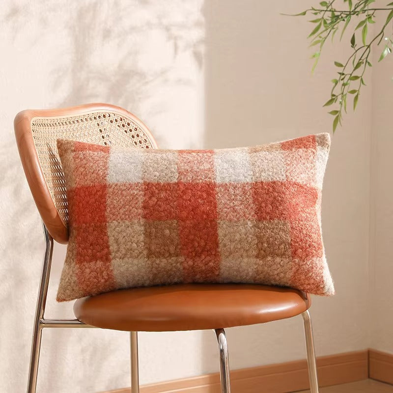 Faux Fur Pillows – Contrast Color, Mongolian Long Plush, Decorative, Teddy Buffalo Plaid Cases