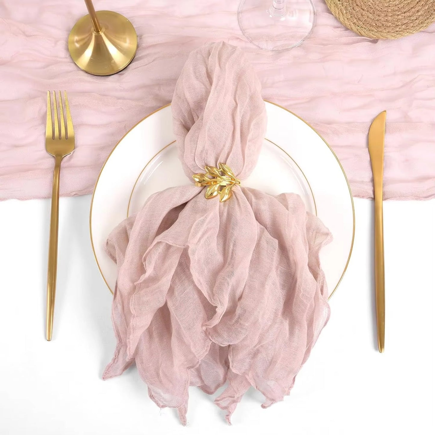 Queeno Wedding Cheese Cloth Napkins – Linen, Wrinkled, Custom, Decorative for Wedding Party