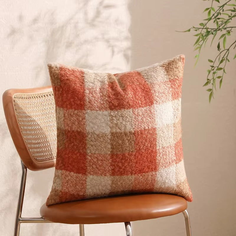 Faux Fur Pillows – Contrast Color, Mongolian Long Plush, Decorative, Teddy Buffalo Plaid Cases