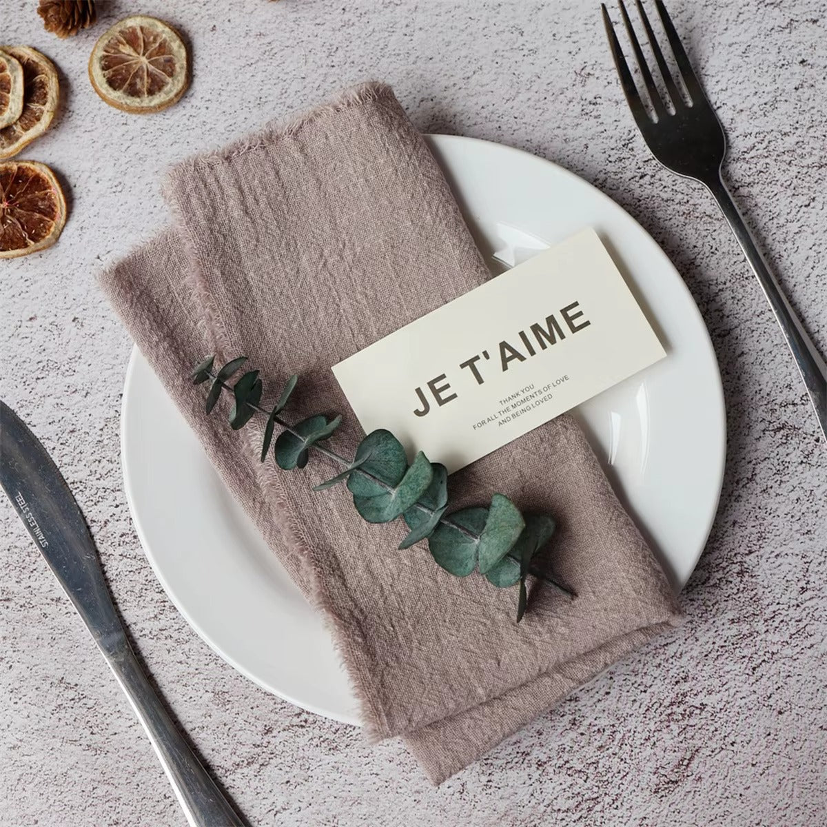 Queeno Custom Wedding Cotton Napkins – Wrinkled, Decorative, for Party
