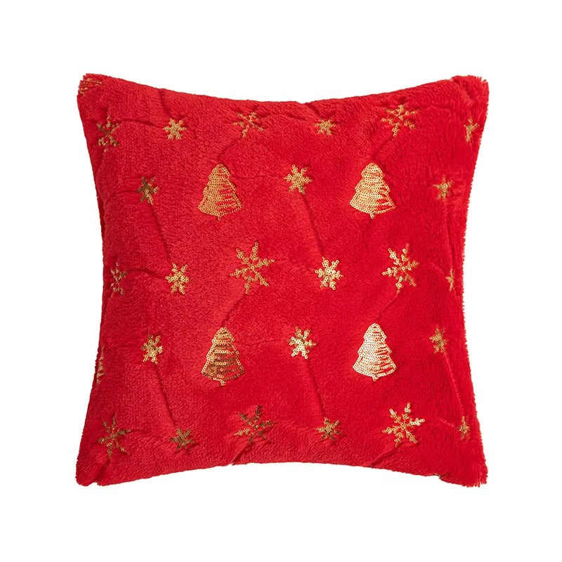 Custom Christmas Gift Cushion Covers – Embroidered Tree/Snowflake, Plush, Decorative Throw Pillows