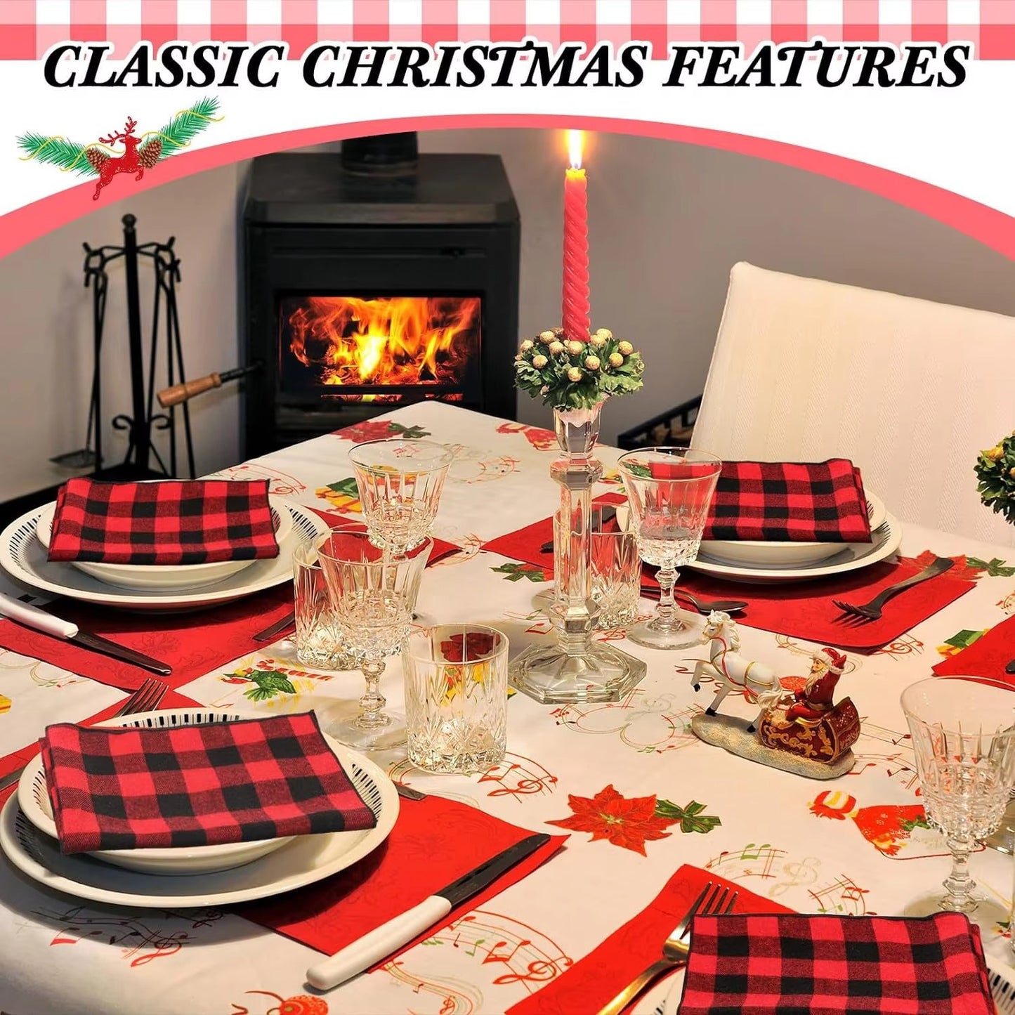 Queeneo Christmas Red Buffalo Check Napkins – Plaid, Custom, Party/Kitchen, Holiday Decor