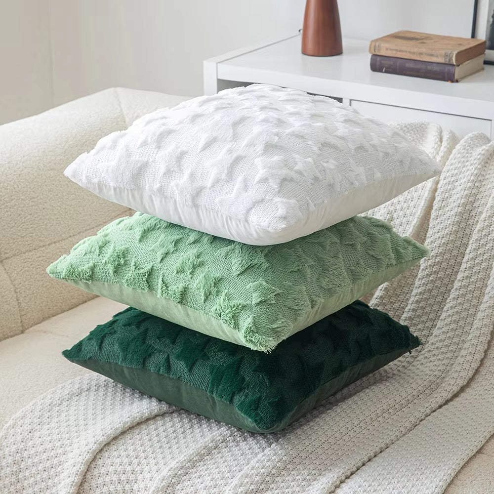 Wholesale 45x45cm Solid Color Star Embroidery Faux Fur Pillow Covers – Square, Plush, Removable, for Sofa