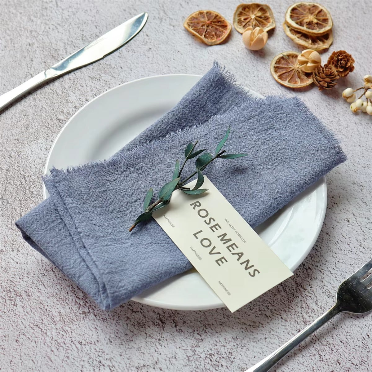 Queeno Custom Wedding Cotton Napkins – Wrinkled, Decorative, for Party