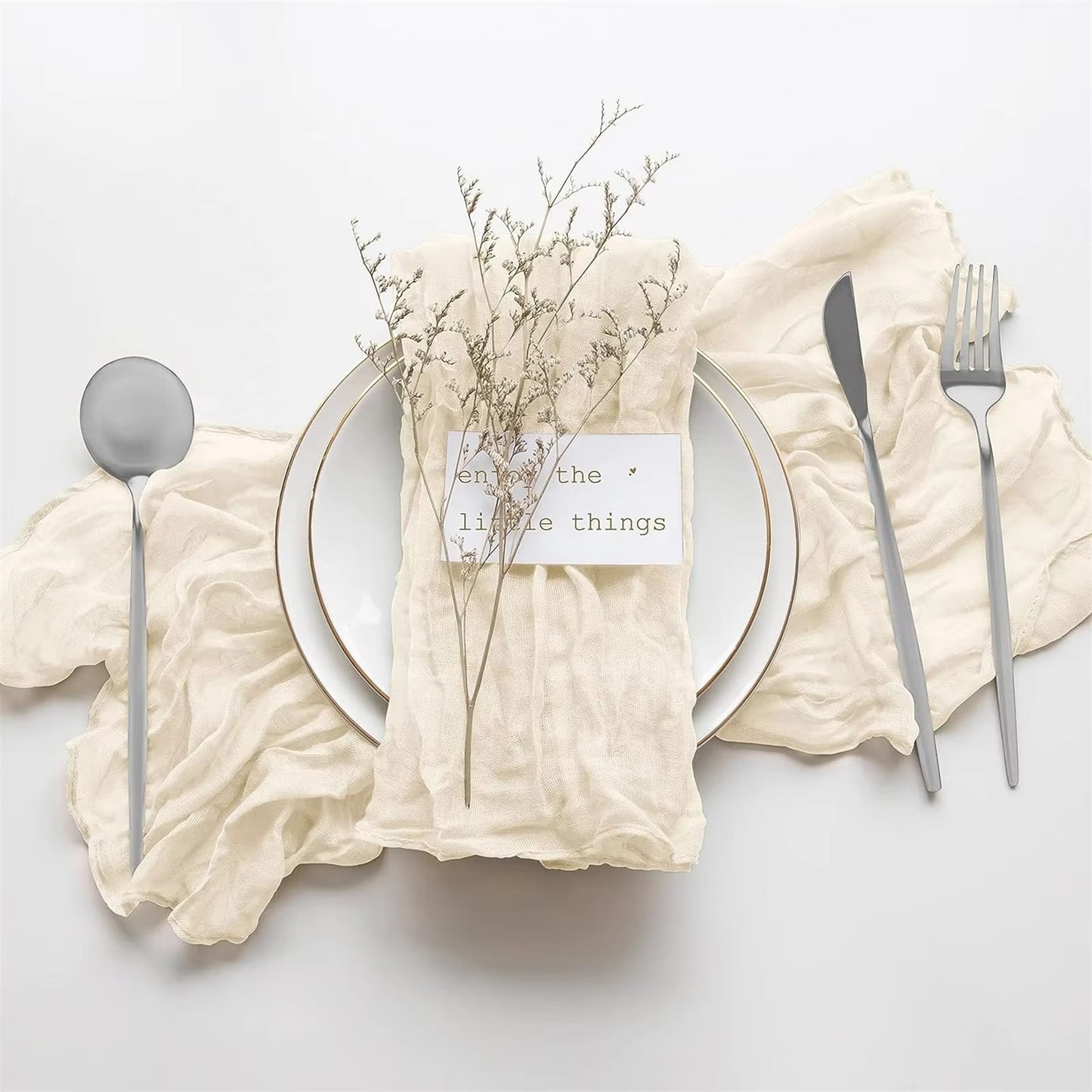 Queeno Wedding Cheese Cloth Napkins – Linen, Wrinkled, Custom, Decorative for Wedding Party