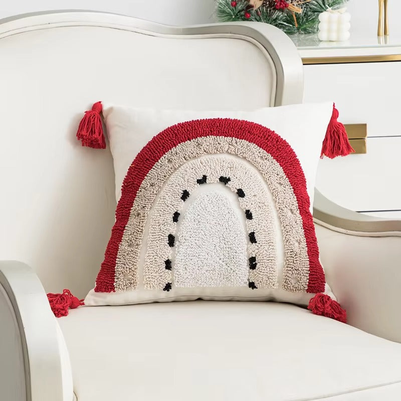 Hot Sales Luxury Christmas Pillowcases – 100% Cotton Canvas, Colorful Lights Embroidery, for Sofa/Couch