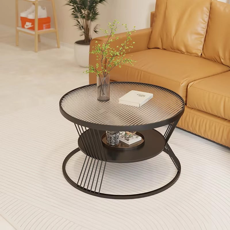 Small Circular Glass Coffee Tables – Cream Style, Living Room/Hotel Apartment, Small Household