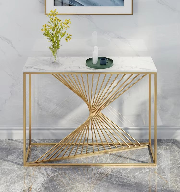 Elegant Gold Metal Console Tables – Hallway/Living Room, Command Center, Minimalist Display