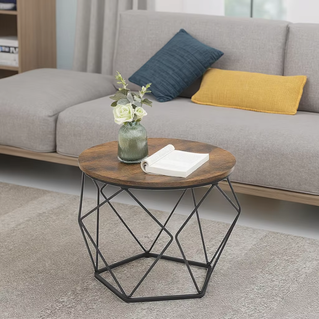 Luxury Modern Wooden Coffee Table Set – Minimalist, Metal Legs, Living Room/Home Office/School
