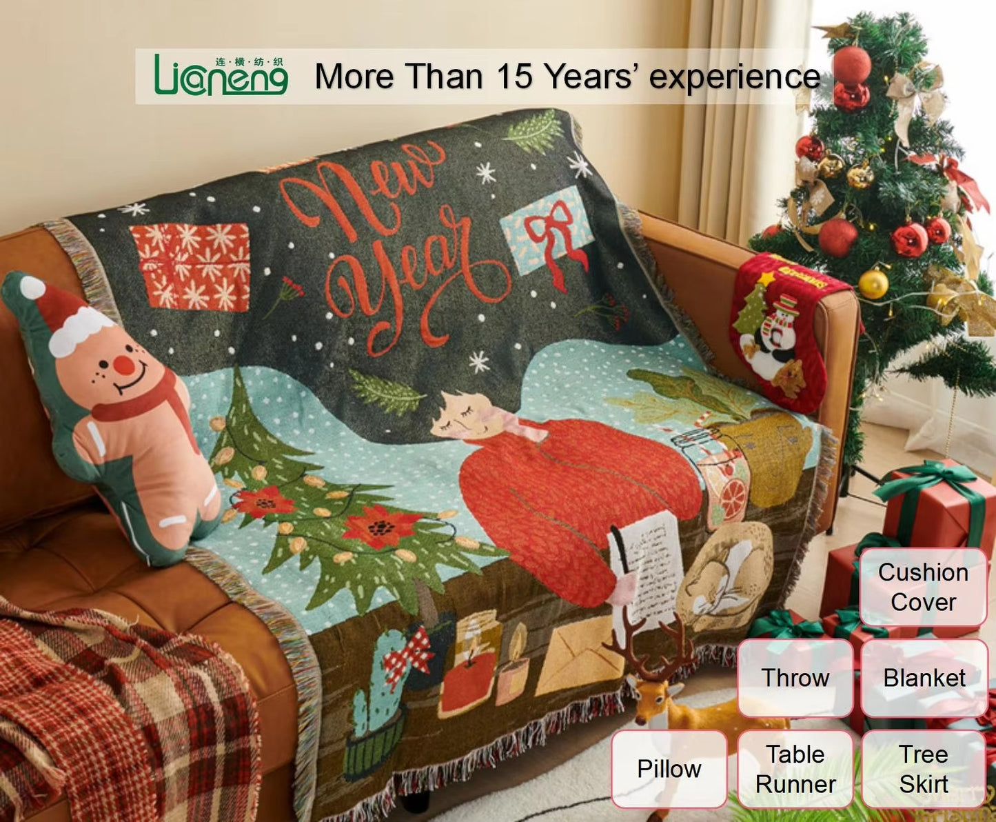 Wholesale Christmas Polyester-Cotton Throws – Cartoon Woven, 130*160, for Sofa/Couch, Decor
